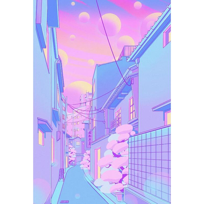 Classic Abstract Aesthetics Wall Art 80s Neon City Street Steam Wave HD Oil On Canvas Posters And Prints Home Bedroom Decor Gift