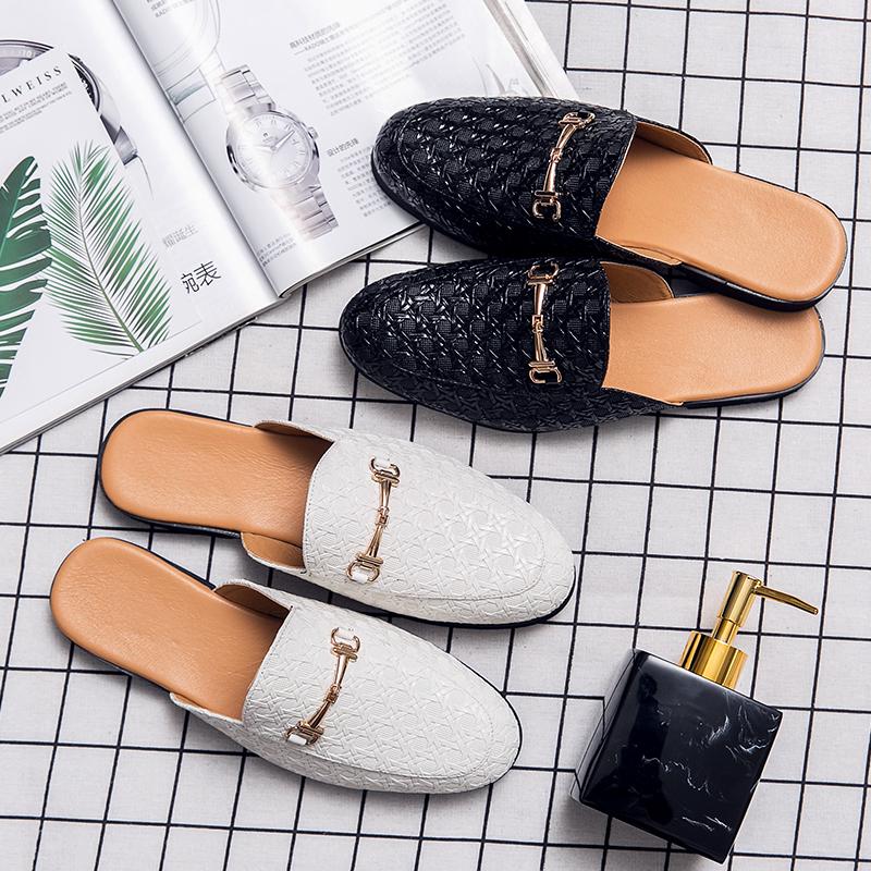 Men's Half Slippers New Fashion Outdoor Slippers Luxury Breathable Half Shoes for Men Casual Shoes Anti-slip Mules Beach Sandals