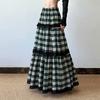 ZANZEA Womens Summer Casual Lace Splice Loose Plaid Long Skirts