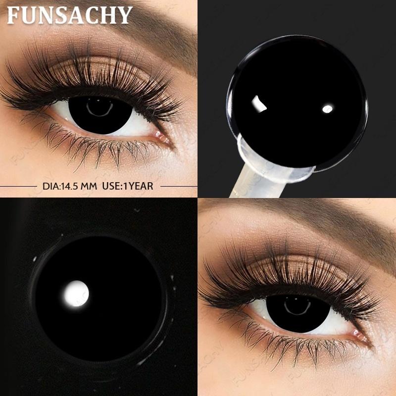 FUNSACHY 2 шт. Косплей Белые Линзы Хэллоуин Цветные Контактные Линзы Сумасшедшие Белые Глазные Контакты Аниме Черный Макияж Вампир Красная Линза