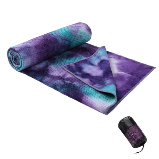Yoga Towel Sweat Absorption Extra Soft Non-Slip Washable Non-Fading Superfine Fiber Workout Towel Yoga Mat with Anti-slip Grip Dots for Gym
