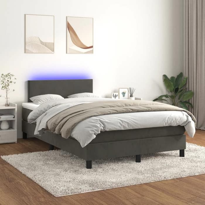 VidaXL Slatted Bed Base with Mattress and LED, Upholstered Bed, Double Bed, Adult Bed for Interior Bedroom, 3134274