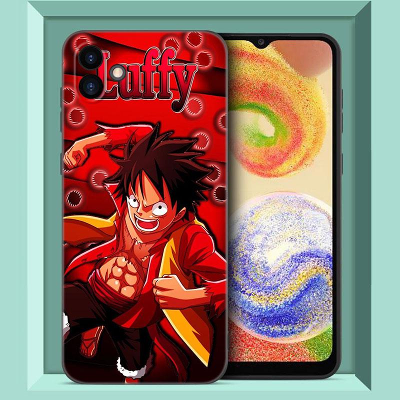 Anime One Piece Luffy Black Silicone Phone Case For Samsung Galaxy A01 A03 Core A04 E A02 A05 A10 A20 A21 A30 A50 S A6 A8 + A7