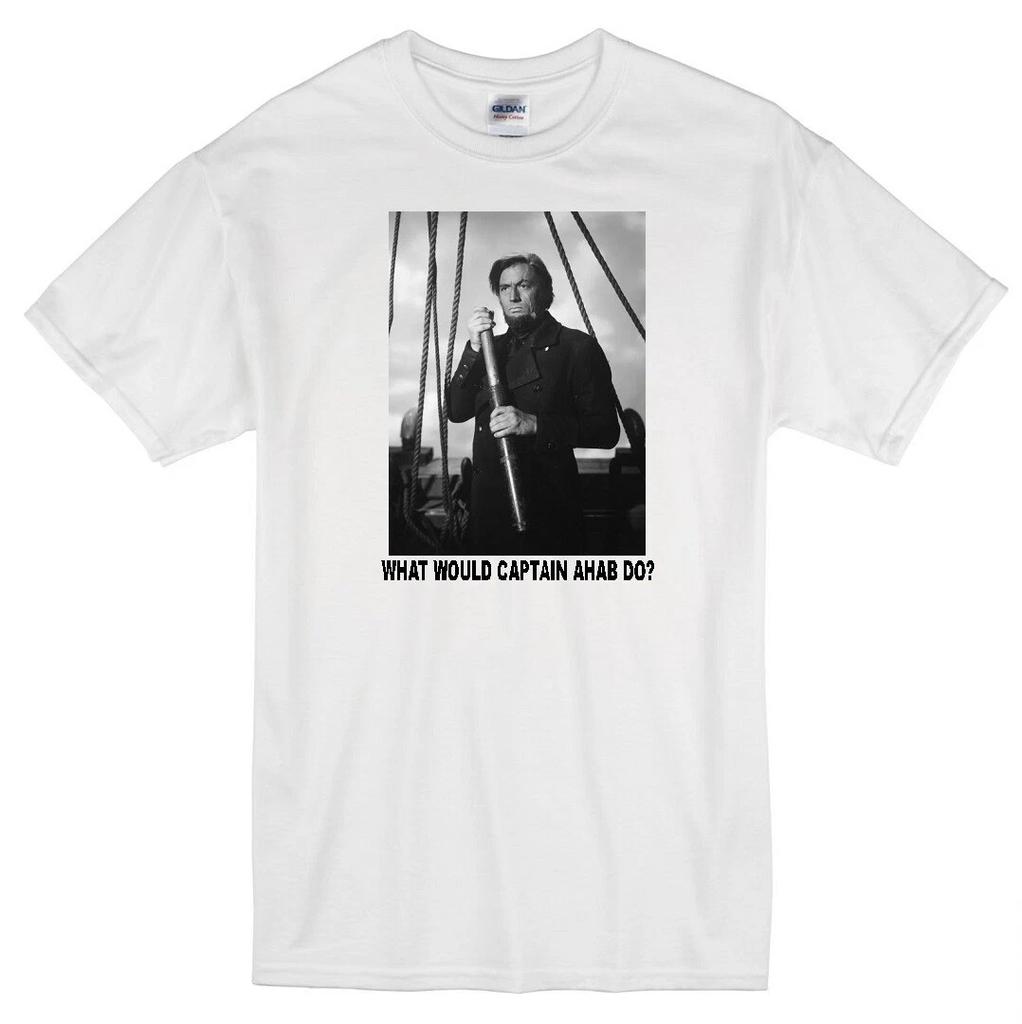 CAPTAIN AHAB WWD? GREGORY PECK MOBY DICK WHITE WHALE MOVIE WHITE T-shirt