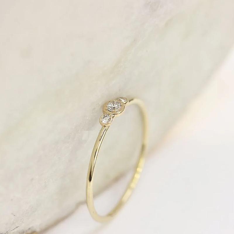 Minimalist Gold Color Thin Ring for Women with Cubic Zirconia Daily Wear Exquisite Girls Accessories Statement Jewelry
