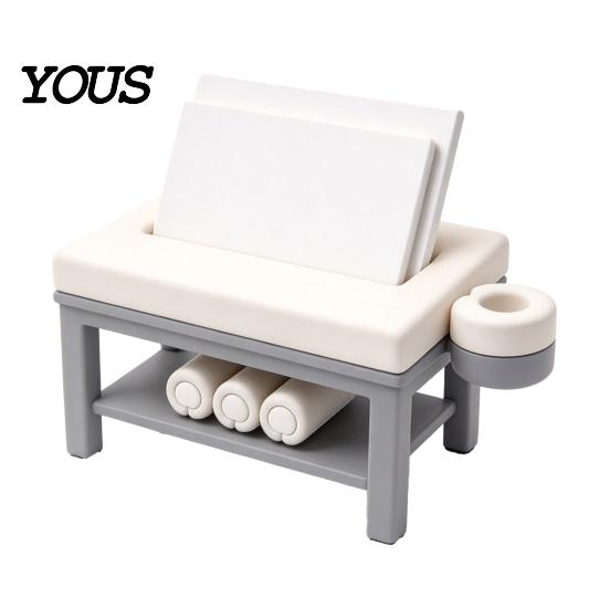Mobili in Miniatura per Spa Mini Tavolo da Massaggio Porta Biglietti da Visita, Organizer Creativo con Poggiatesta a U Decorazione Studio Terapeutico E Asciugamano, Espositore