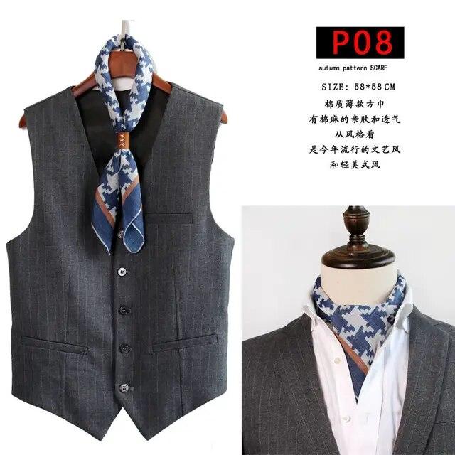 Cotton and Linen Men's Artistic Retro Scarf Korean Spring Autumn Winter Scarf Hip Hop Street Style Scarf Small Square Towel