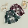 Kids Baby Plaid Shirt Jacket Casual Lapel Long Sleeve Button Up Cardigan Jacket Coat for Boys Girls