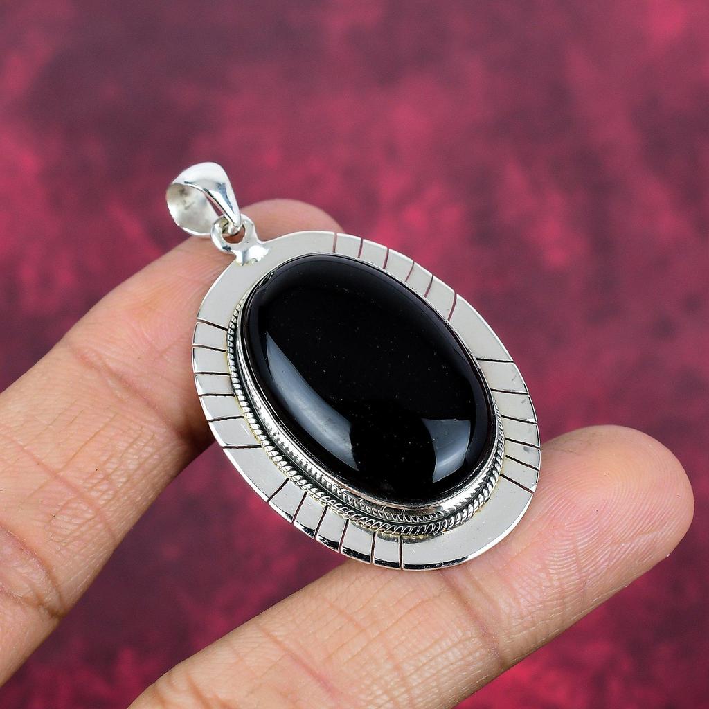 Black Onyx Jewelry, 925 Solid Sterling Silver Pendant Handmade Gemstone Jewelry, Gifts For Wife Brand New Pendant