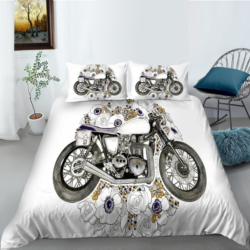 Пододеяльник с рисунком мотоцикла King Queen Down, комплект постельного белья с изображением мотоцикла для подростков и мужчин, пододеяльник для занятий спортом на открытом воздухе 2/3 шт.