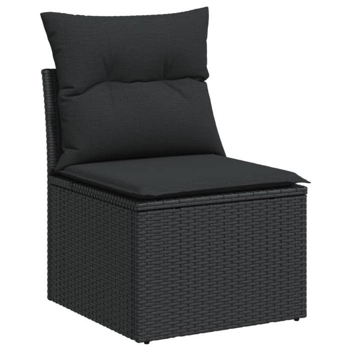 VidaXL Salon de Jardin avec Coussins 8 pcs, Canapés de Terrasse, Ensemble de Meubles de Patio, Mobilier d'Extérieur, Noir 3227889