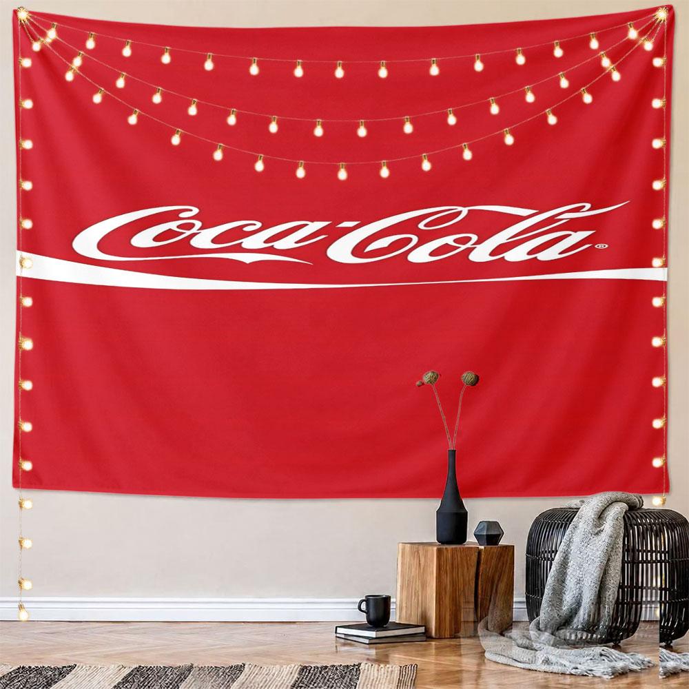 Логотип Coca-Cola на красном фоне Узор Настенное панно Гобелен Декоративный гобелен Декор для дома для спальни и гостиной