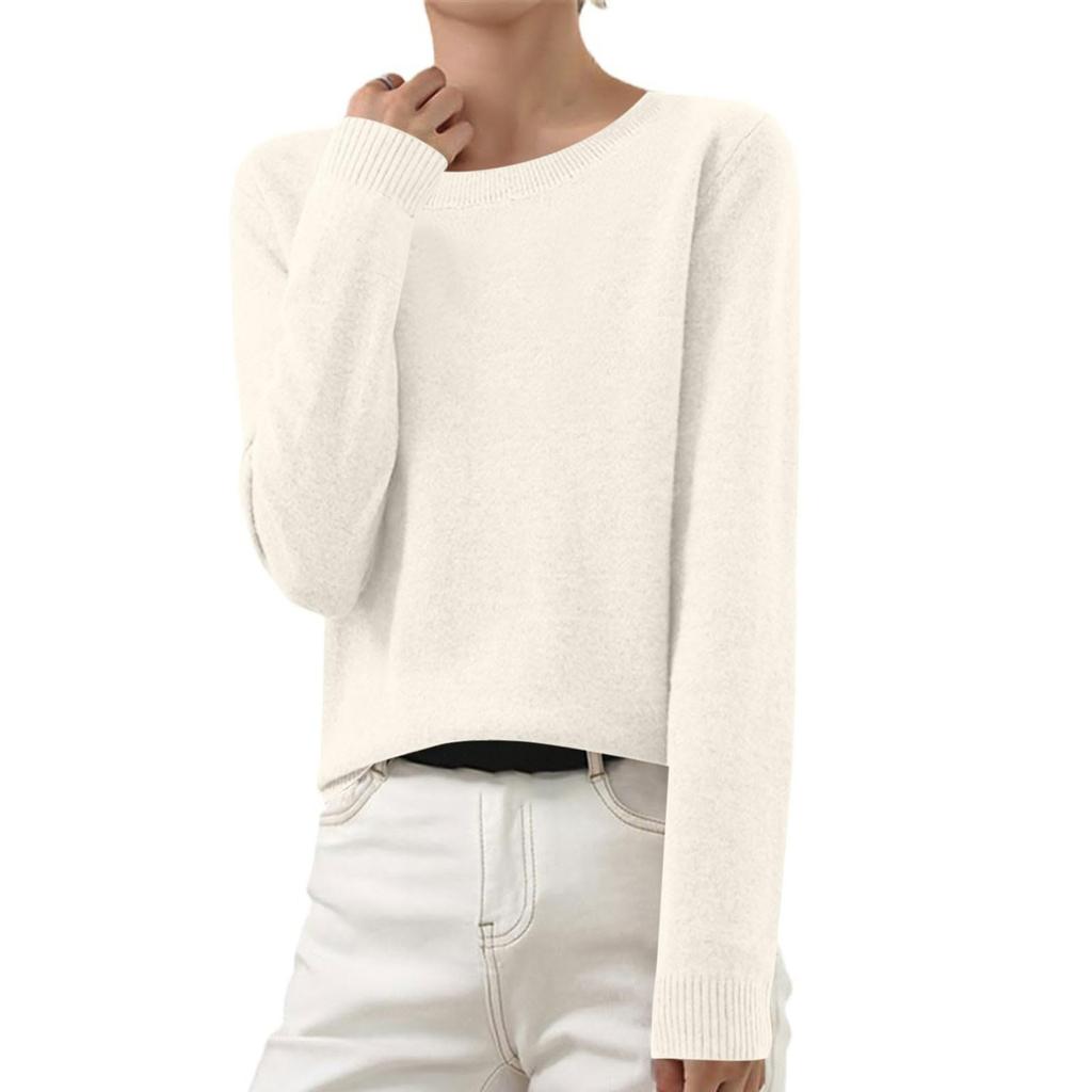 Women's Autumn And Winter Fashion Long-sleeved Basic Crew-neck Loose Pullover Sweater Top