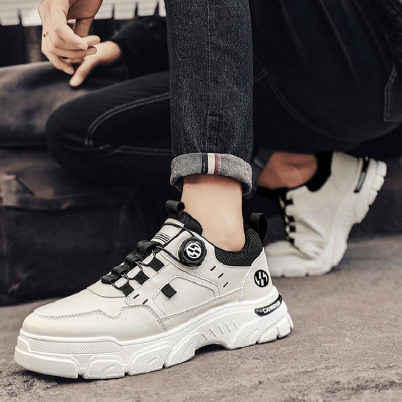 Fashion Sneakers Man Spring Trend Hot Sale Comfort Soft Soled Casual Shoes for Fashion Rotating Button Male Work Boots Zapatillas Hombre