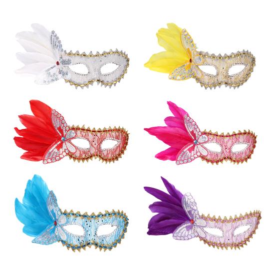 Маскарадная маска для женщин, венецианская маска из перьев с блестками, бабочками, аксессуар для косплея на Хэллоуин для выпускного вечера Марди Гра