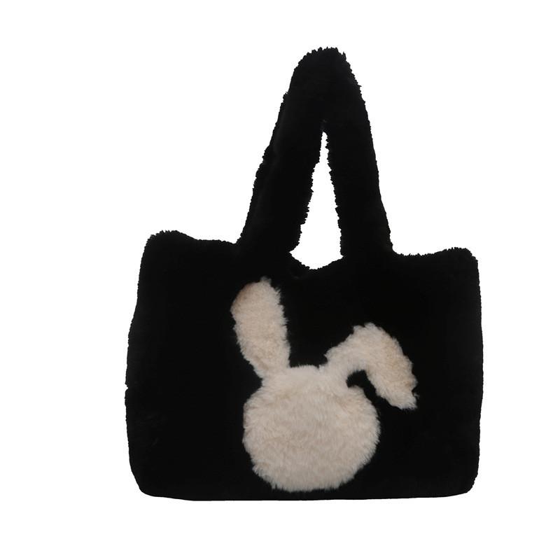 Rabbit Plush Adorable Tote Bag For Women Stylish Winter Large Capacity Bag Shoulder