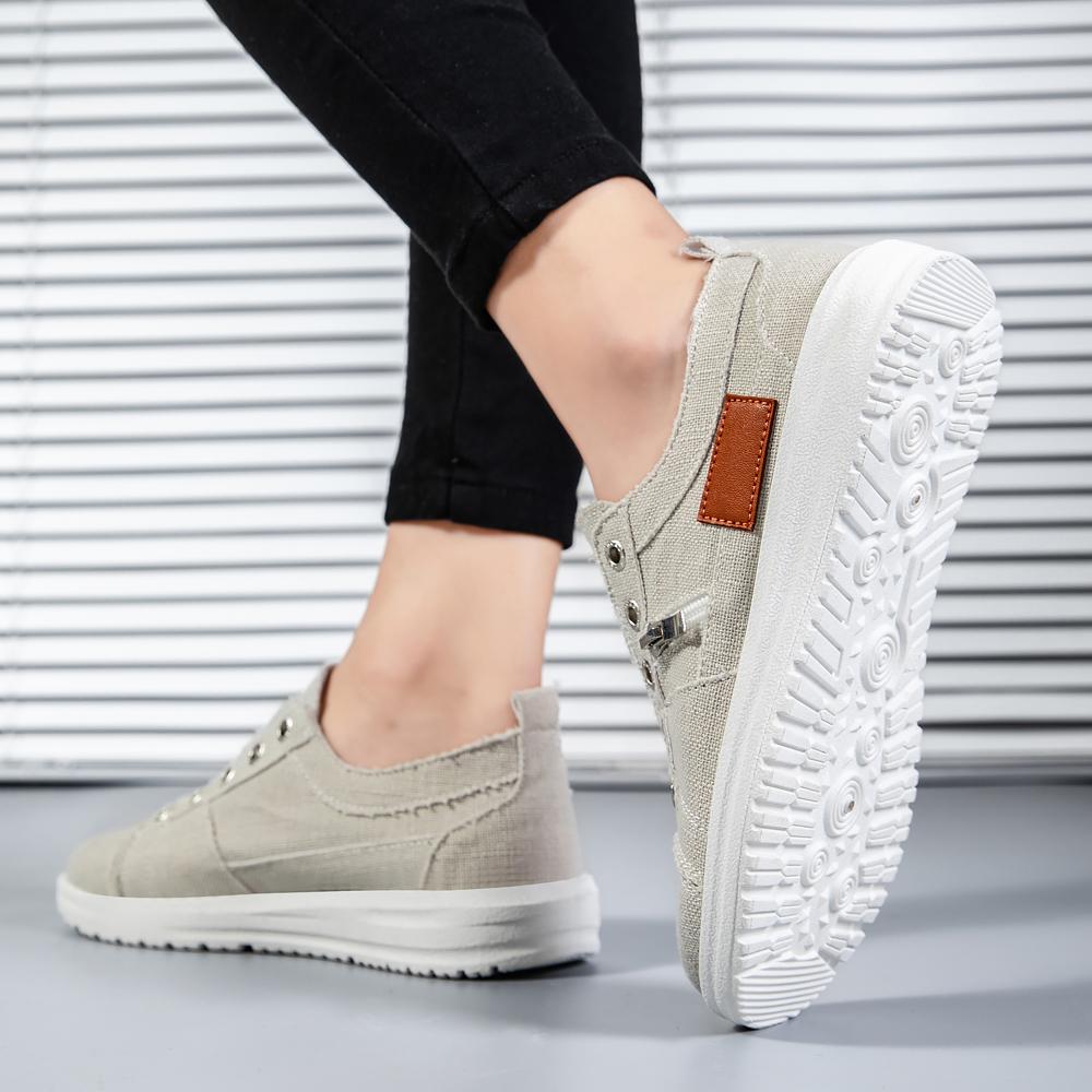 Модные повседневные мокасины больших размеров с мягкой подошвой для женщин, удобные кроссовки из парусины на плоской подошве, легкие нескользящие кроссовки для ходьбы