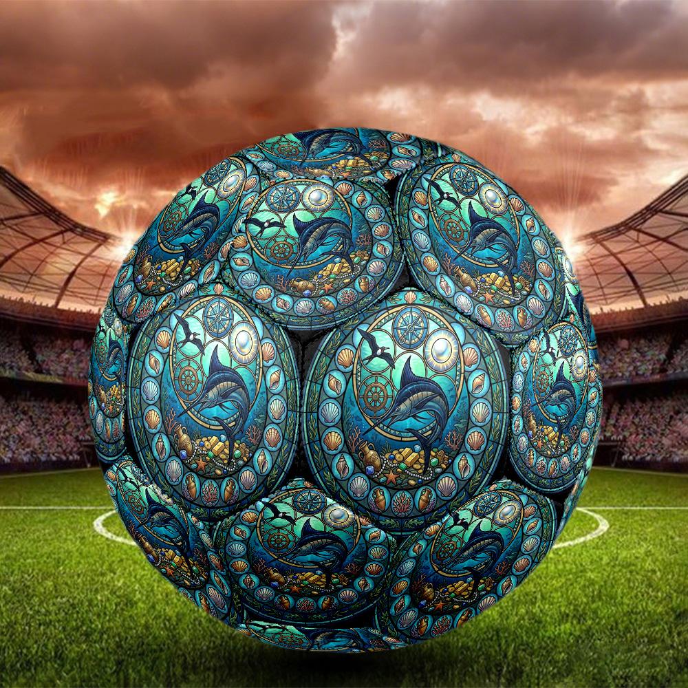Marine Life Treasure Round Football Size 5 Adult Ball Suitable for Training Matches and Outdoor Team.