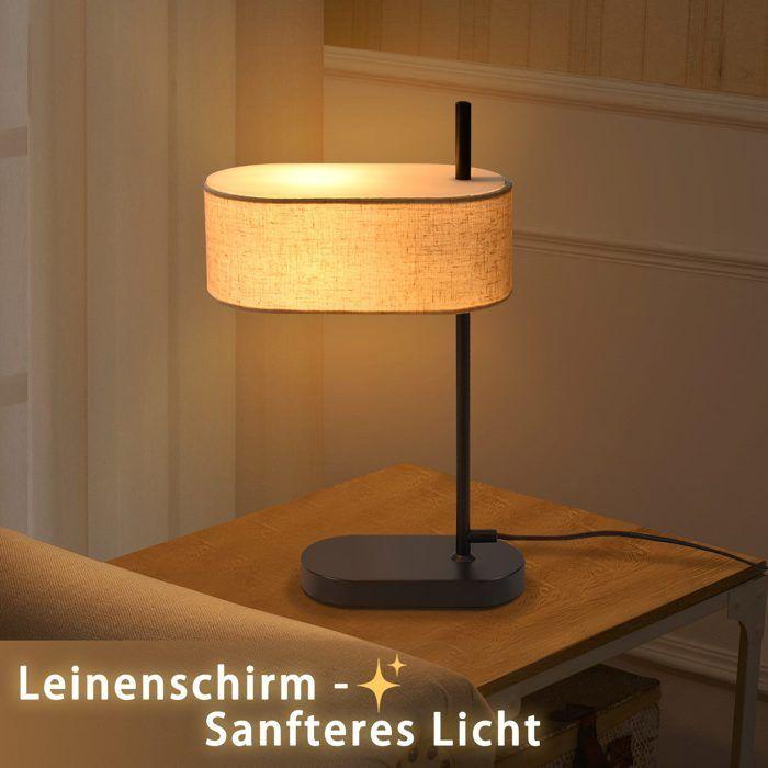 Lampe de table - NETTLIFE - 2x 44,5 cm E14 - Noir - Abat-jour tissu - Métal (Scandinave)