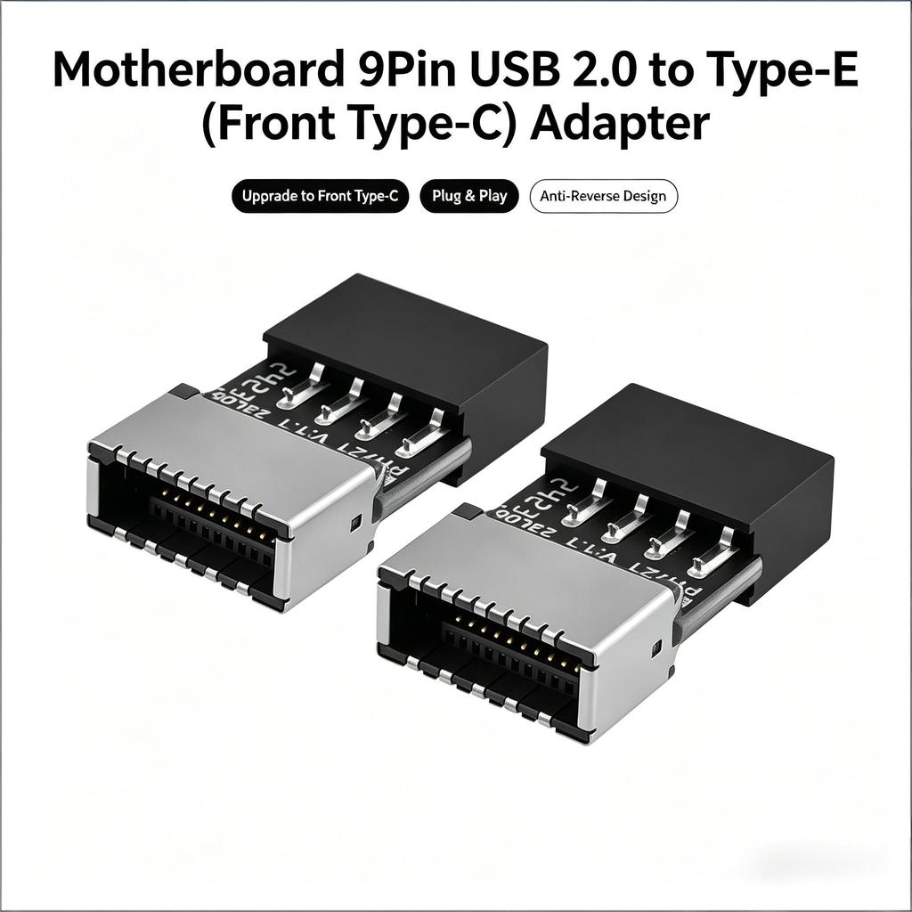 1 шт. Адаптер USB 2.0 на заголовок USB 3.2 Gen 1 для материнской платы с разъемом Type E Key-A (розетка на передней панели) на 9-контактный заголовок (внутренний)
