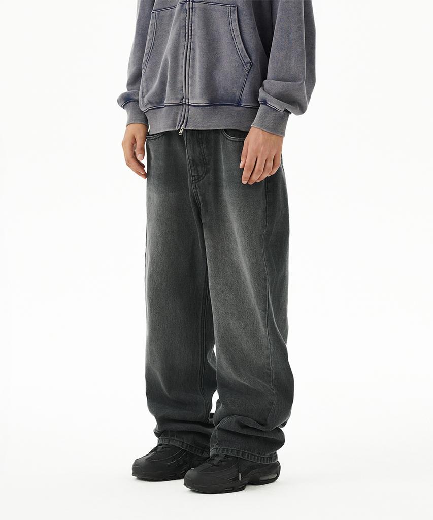 MAHAGRID Back Logo Washed Denim Pant Black(Mg2Ffmd113A)