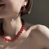 Красный цвет Агат натуральный камень бисерные ожерелья для женщин позолоченные бусины чокеры подвески