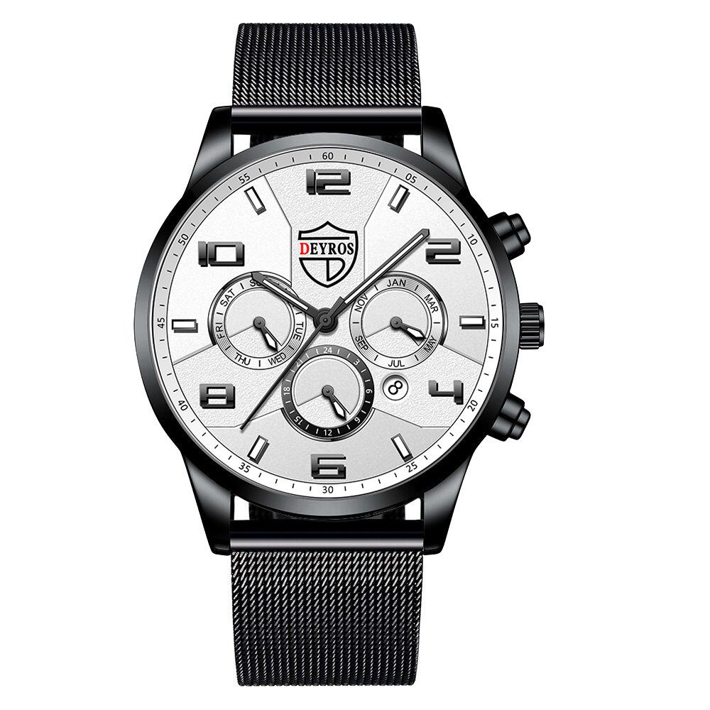 Men'S Fashion Watch Luminous Stainless Steel Men'S Business Calendar Quartz Watch