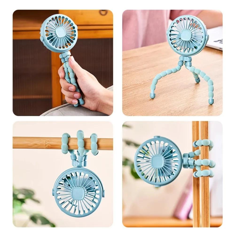 Stroller Fan Clip Flexible Tripod Portable Mini Fan Rechargeable Fans Travel Camping Electric Wireless Desk Cooling Home Hand