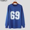 INCERUN Men O Neck Long Sleeve Print Casual Oversized Pullovers Sweatshirts