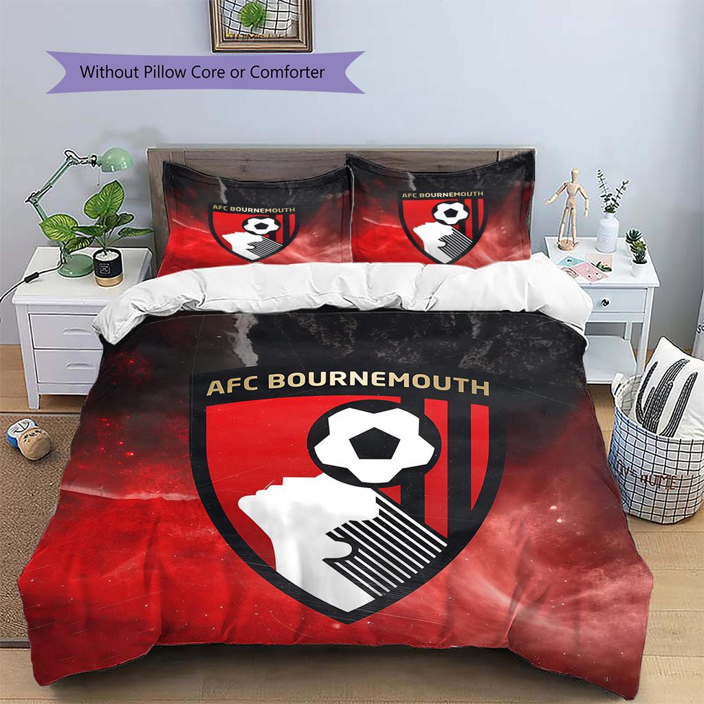 AFC Bournemouth Pattern Bedding Quilt Set Home Decoration Gift (1 * duvet cover + 2 * pillowcase without core)