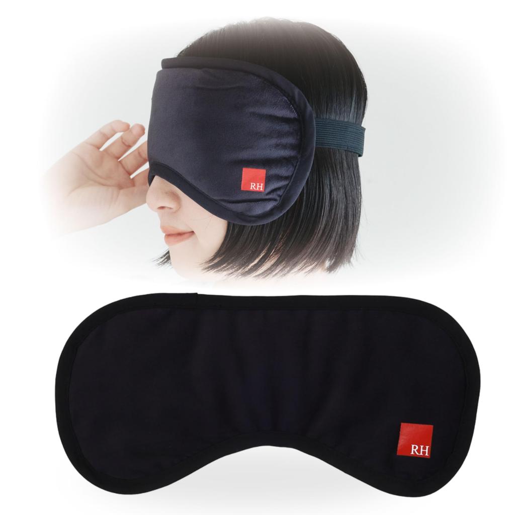 RH Eye Coverage Eye Mask for Light Restful Made In Japan with Natural Proucion Cotton and Black Mask, Large, Full-Face Sleeping, Blocking, Sleep,