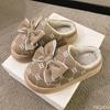 Модная зимняя женская хлопковая обувь Новые домашние хлопковые туфли Теплые с бантом Домашние милые тапочки Нескользящая толстая подошва бархатные тапочки Mujer Zapatos