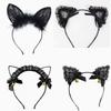 Сексуальная черная белая кошачья ушки обруч для головы милая ажурная повязка на голову с вырезами для женщин девушек вечеринки ежедневная маскарад косплей украшение
