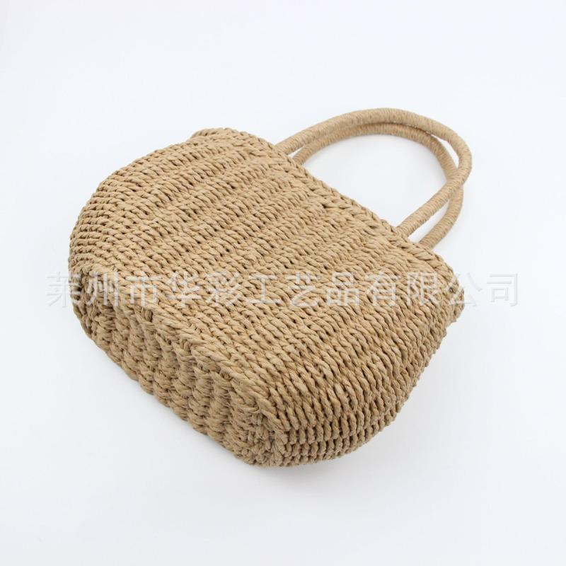 Small Square Bag Handwoven Bag Small Bulging Belly Women's Bag Casual Hand-held Straw Bag Vacation Beach Women's Bag