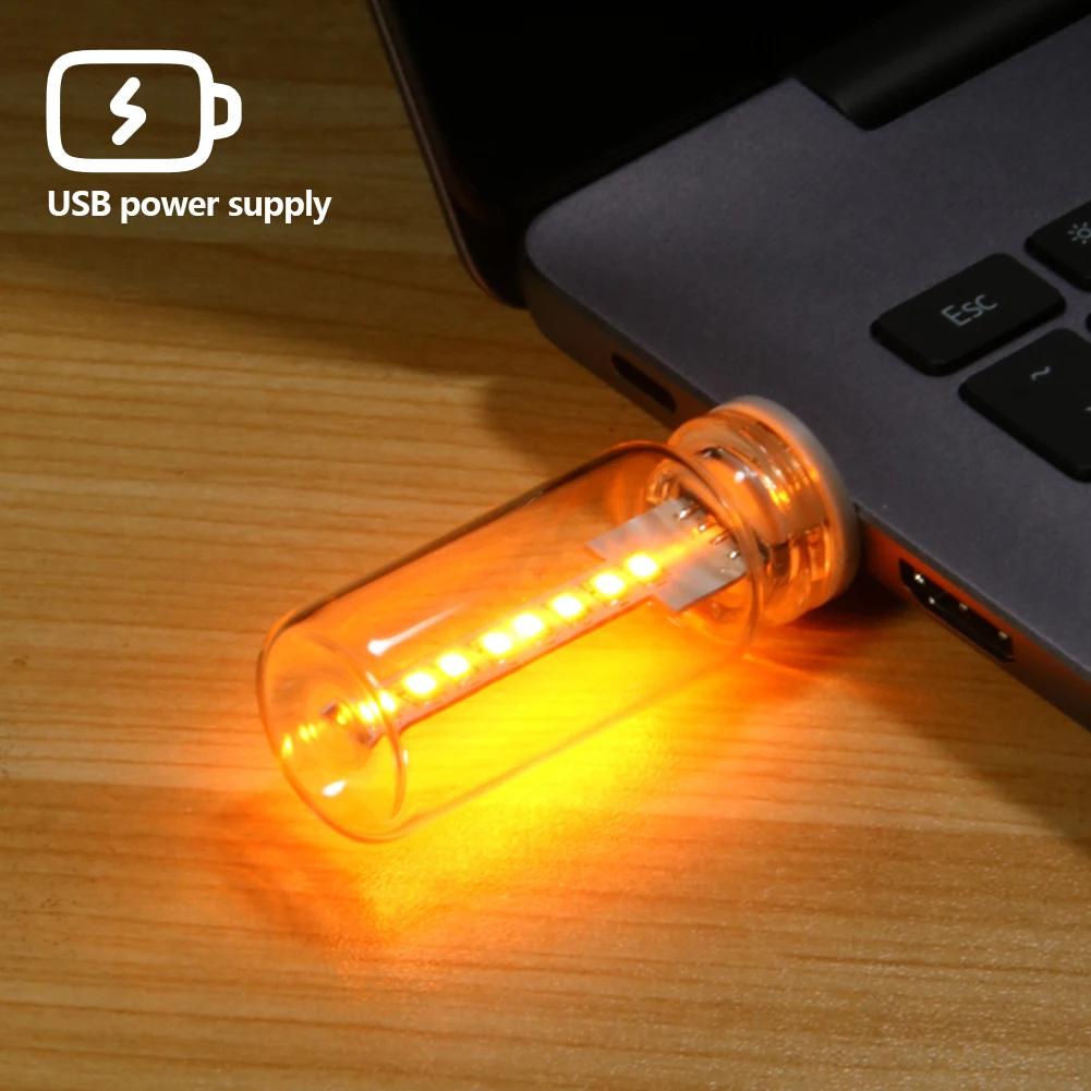Mini Car USB Night Light Touch Control Dimmable LED Filament Lamp USB Plug And Play Decorative Atmosphere Light For Car Bedroom