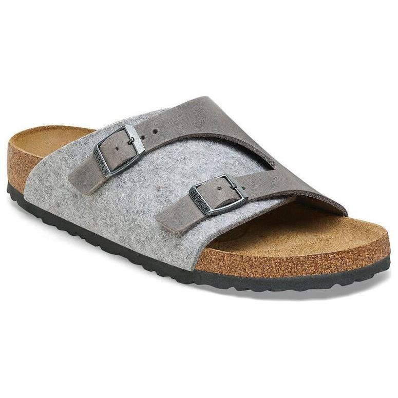 Birkenstock Кожаные шлепанцы-слайдеры Унисекс Светло-серые Обычные 1025734