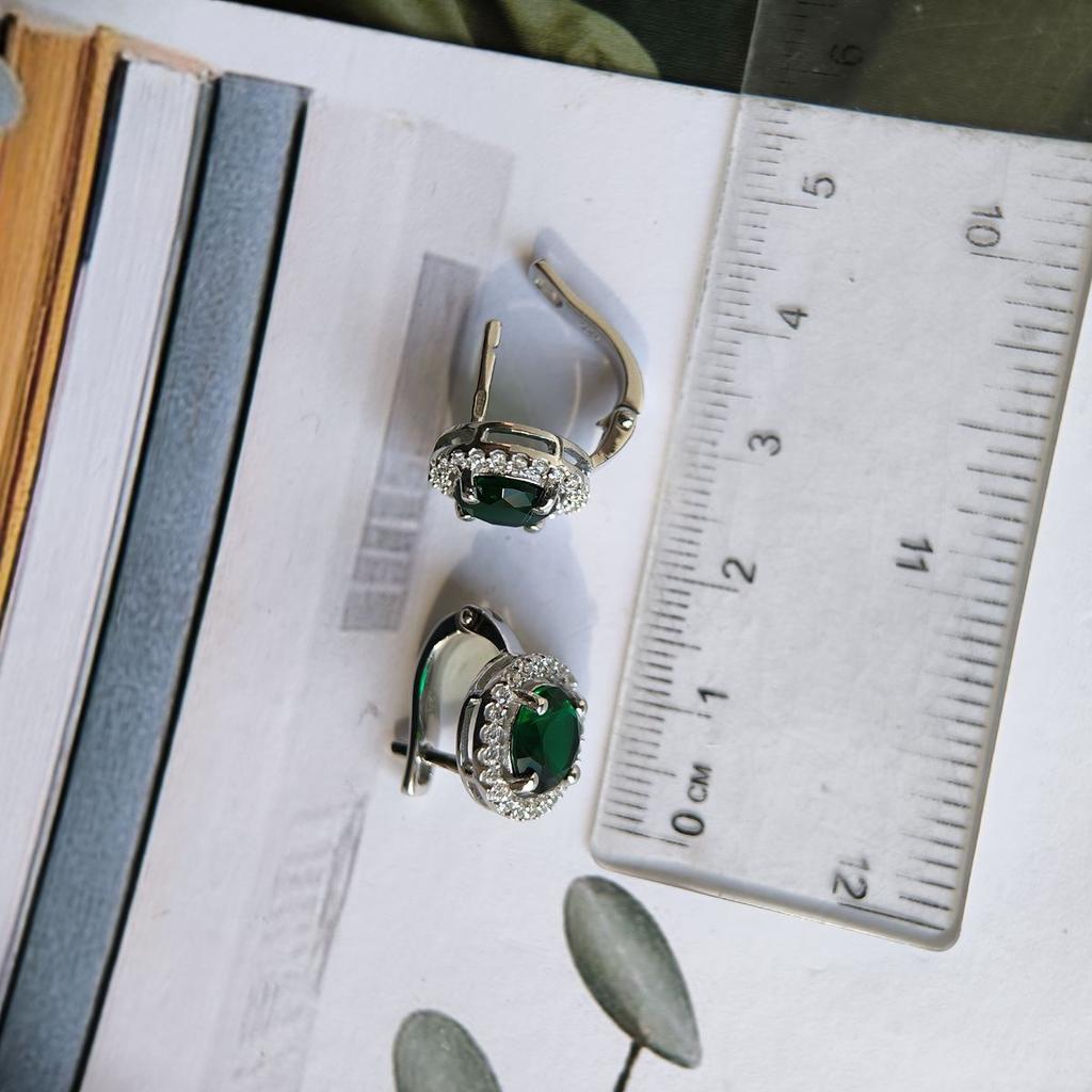 Серебряные серьги с изумрудом nano 3.982ct (2192060)