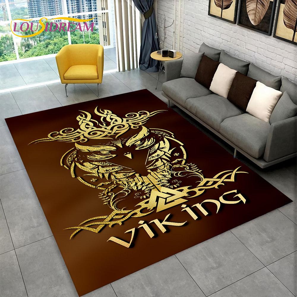 Коврик с рунами викингов и скандинавской мифологии, коврик для гостиной, спальни, дивана, коврик для кухни, декор для кухни, нескользящий напольный коврик