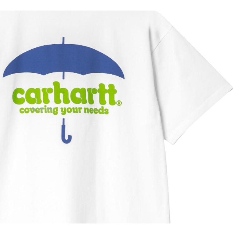 Carhartt WIP SS24 S/S Покрытия Футболка Зонт Принт Буквами Круглый Вырез Короткий Рукав Футболка Унисекс Футболки Белый I033165-02-XX