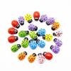100Pcs Wooden Ladybird Sticker Lovely Cartoons Ladybug Colorful Buttons Children Kids DIY Craft Home Party Holiday Decoration