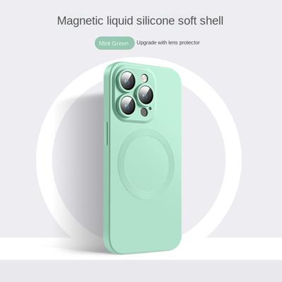 Магнитный чехол для беспроводной зарядки Magsafe для iPhone 13 12 11 14 Pro Max plus, защита камеры, роскошный жидкий силиконовый чехол