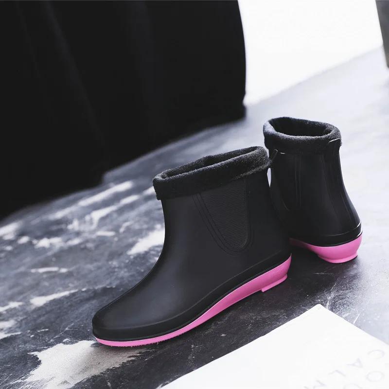 2024 Pvc Water Shoes Women Ankle Flat Rainboots for Women Rain Day Shoes  Winter Warm Sock Rubber Boot Casual Shoesdf54