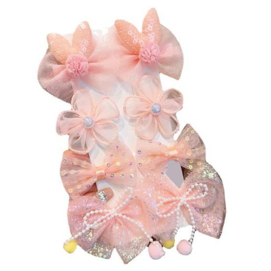 8 шт. Заколки для волос Сетчатая пряжа Бант Цветок Декор Заколки для волос Мультяшные