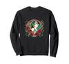Christmas Calico Cat Santa Hat Illustration Art Nouveau Sweatshirt