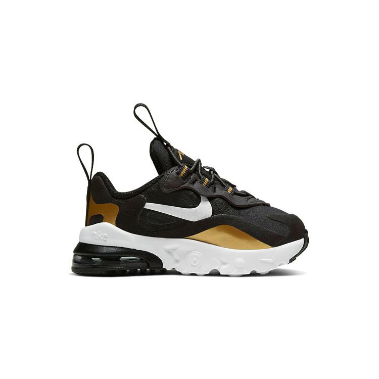 New Nike Air Max 270 RT Cushioning Low-Top Running Shoes Black Gold Infant And Toddler CD2654-005