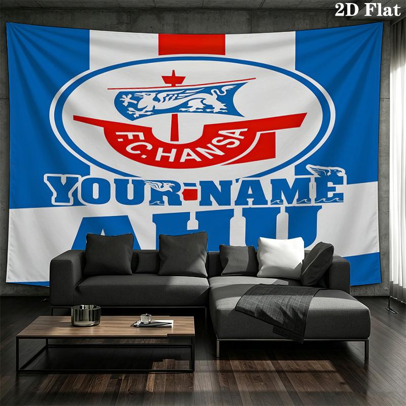 Fc Hansa Rostock Custom Name Wall Tapestry Aesthetic Wall Hanging Printed Fabric Blanket Decorative Tapestries for Bedroom Living Room Home Decor