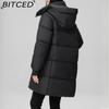 BITCED Fashionable Mid-Length Cotton Coat for Women Trendy Casual Warm-Weather Jacket with Detachable Hood
