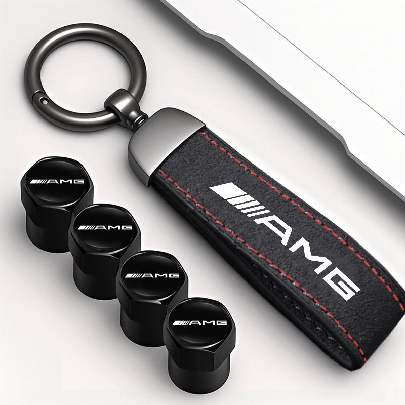 For Benz w2Car Tire Wheel Valve Caps Cover Suede Car Key Chain Ring Keychain For Mercedes Benz AMG W203 W206 W220 W205 W211 W212 W201 W168