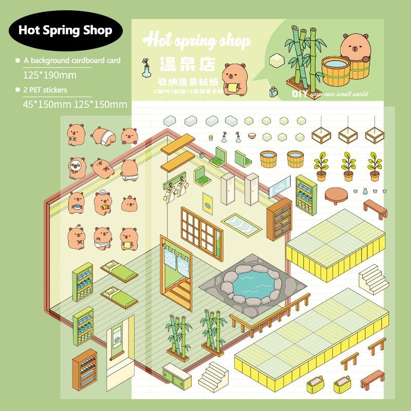 1Set Cartoon Capybara Simulation Cabin Stickers Cute Diy Landscaping Stickers Creative Hand Account Decoration Stickers Gifts