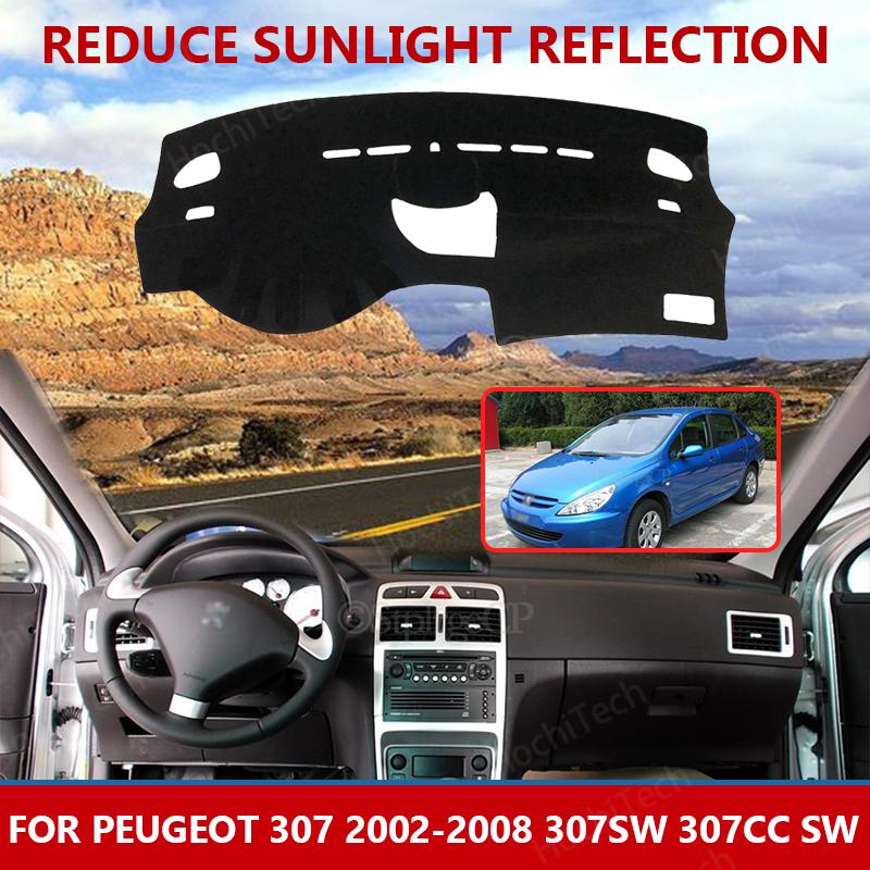 Для Peugeot 307 2002-2008 307sw 307cc SW коврики для приборной панели, аксессуары для стайлинга автомобиля, накладка на приборную панель, ковер, солнцезащитный козырек